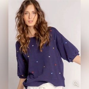 PJ Salvage American Dreams Knit Navy Blue Lounge Top – Size Small‎